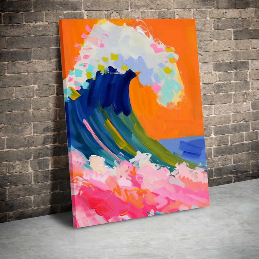 Abstract Ocean Wave Canvas Print | Colorful Brushstroke Wall Art | Premium High-Resolution Print | Modern Living Room Decor Gift