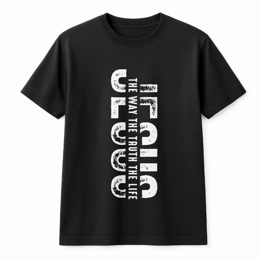 I Am The Way The Truth The Life T-Shirt | Minimalist Vertical Bible Verse Design | Premium Soft Cotton | Christian Faith Apparel Gift