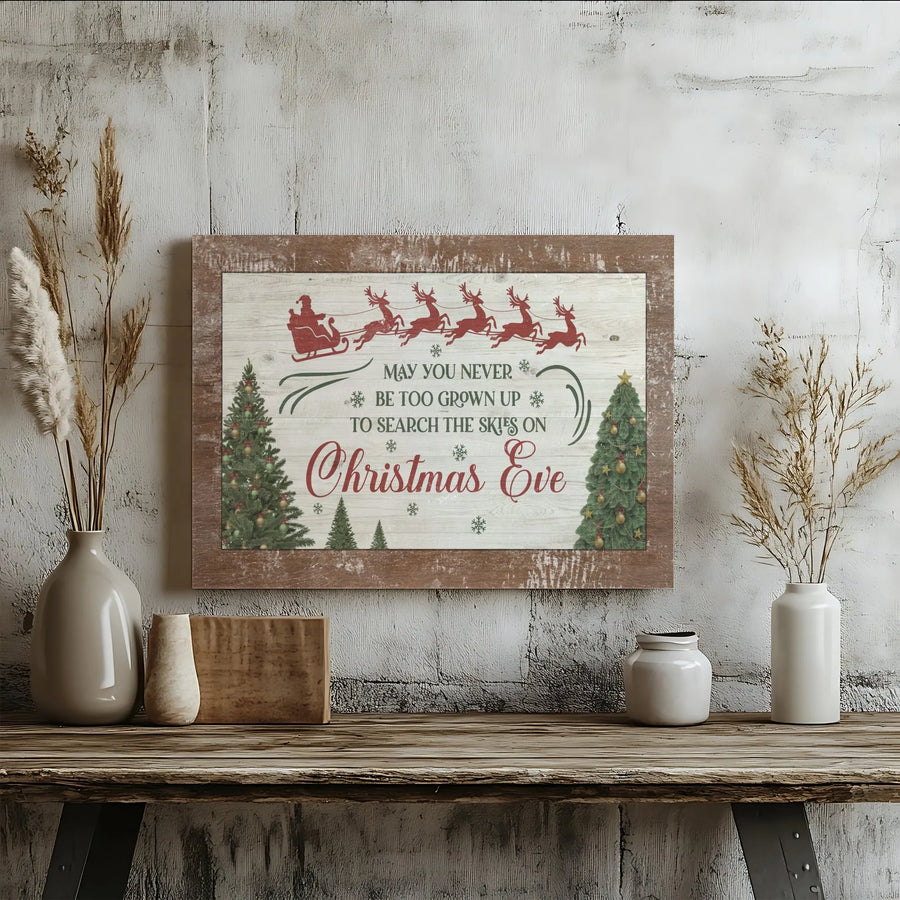 Christmas Wall Art Canvas | Santa Sleigh Rustic Wood Sign | Premium Gallery Wrap Decor | Holiday Gift for Family and Kids