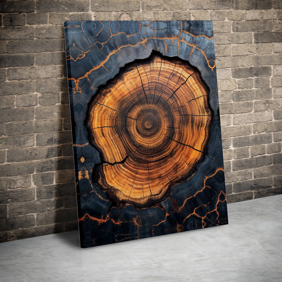 Abstract Wood Slice Wall Art | Modern Tree Ring Pattern Canvas | Premium Fade-Resistant Gallery Print | Minimalist Living Room Home Decor