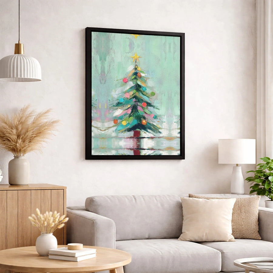Abstract Christmas Tree Canvas Art | Painterly Holiday Wall Decor | 1.25" Premium Gallery Wrapped Print | Festive Seasonal Home Gift