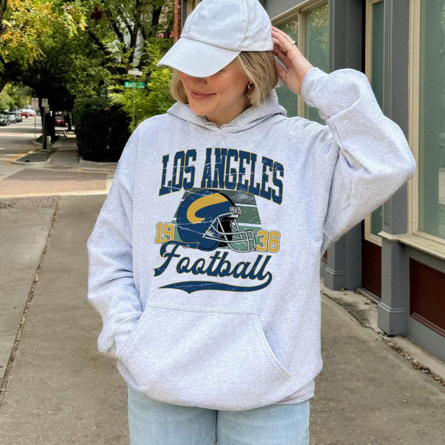 Los Angeles 1936 Football With A Vintage Los Angeles Rams Football Helmet Hoodie