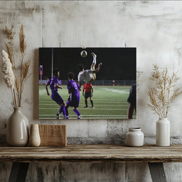 Soccer Bicycle Kick Canvas Wall Art | Action Shot Photography | Premium Gallery Wrapped Canvas | Gift for Soccer Player & Boys Room Decor