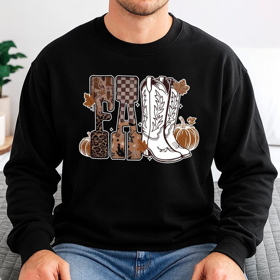 Western Fall Sweatshirt | Cowgirl Boots and Leopard Print Graphic | Premium Cotton Blend | Cozy Autumn Gift for Women