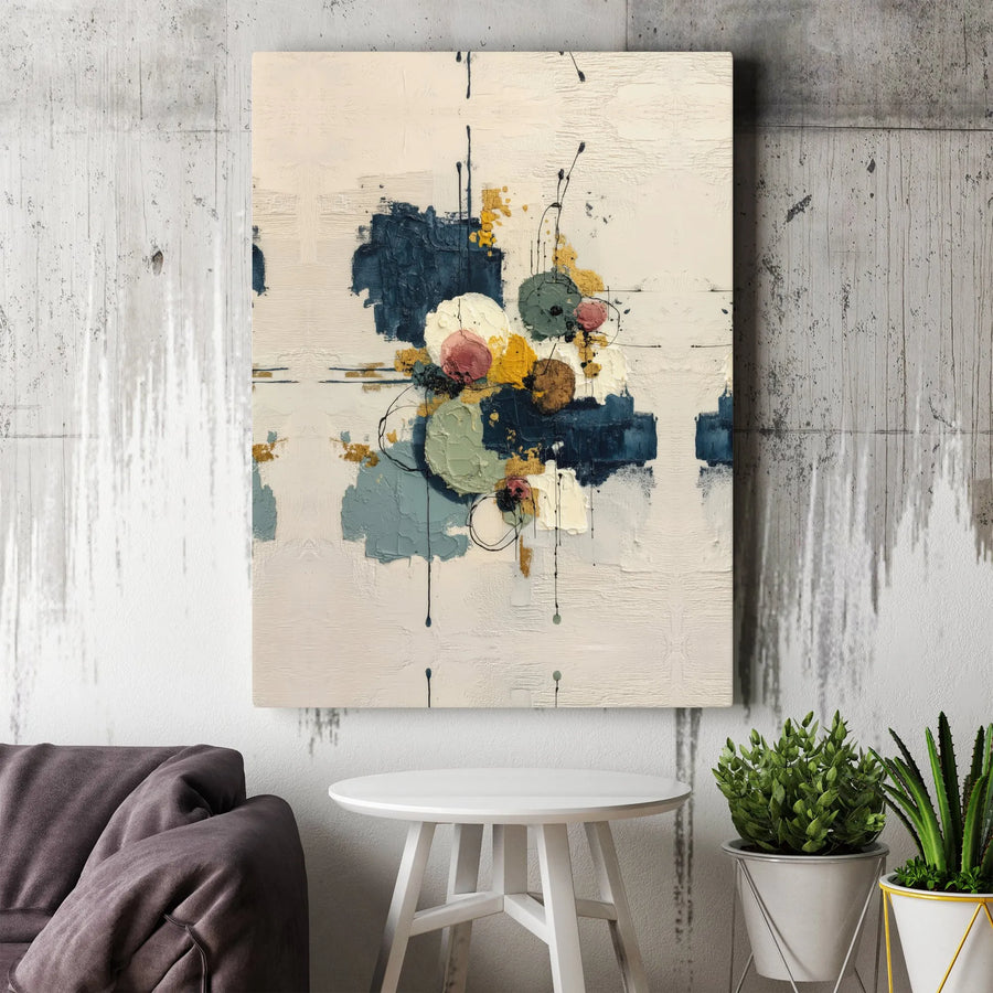 Wabi Sabi Canvas Wall Art | Textured Abstract Painting Print with Gold Effect | Premium Gallery Wrapped Canvas | Modern Minimalist Home Decor Gift