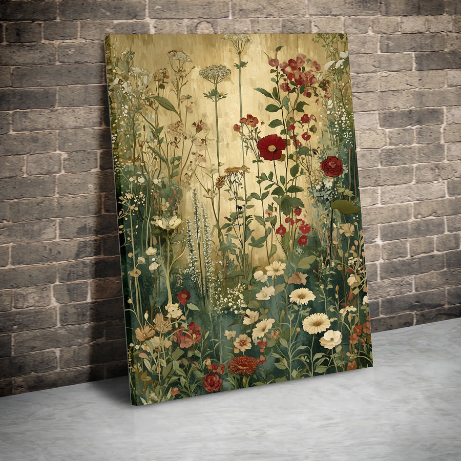 Wildflower Meadow Canvas Wall Art | Vintage Botanical Floral Print | Premium Gallery-Wrapped Gallery Quality Decor | Nature-Inspired Home Office Gift