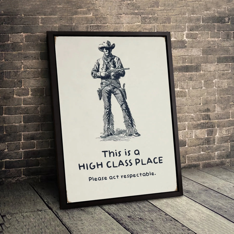 Western Wall Art | Cowboy Gunslinger Sign | Premium 1.25 Inch Canvas | Funny Bar Or Home Decor Gift