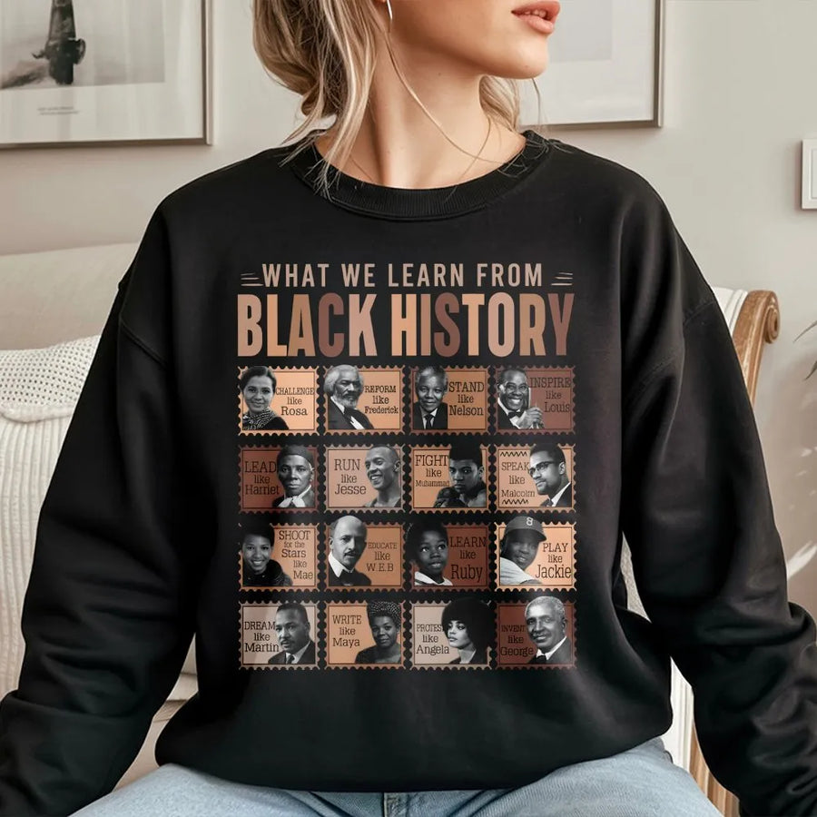Black History Month Sweatshirt | Historical Icons Graphic Print | Cotton Blend Premium Apparel | Inspirational Gift for African American Heritage Month