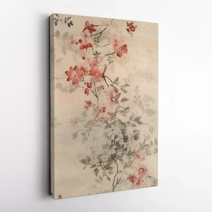 Japanese Cherry Blossom Canvas Art | Vintage Pink Floral Branch Wall Decor | Gallery-Wrapped Premium Print | Elegant Aesthetic Room Decor Gift