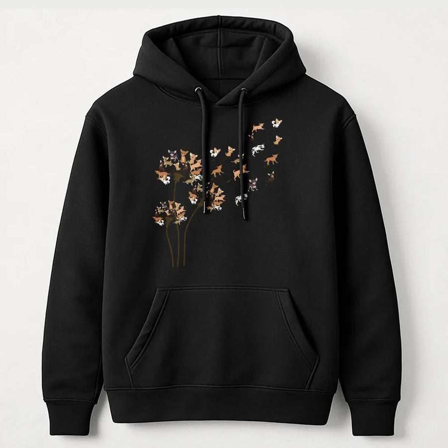 Chihuahua Dandelion Hoodie | Artistic Dog Lover Floral Graphic Print | Premium Cotton Blend Cozy Sweatshirt | Unique Gift For Dog Mom & Dad