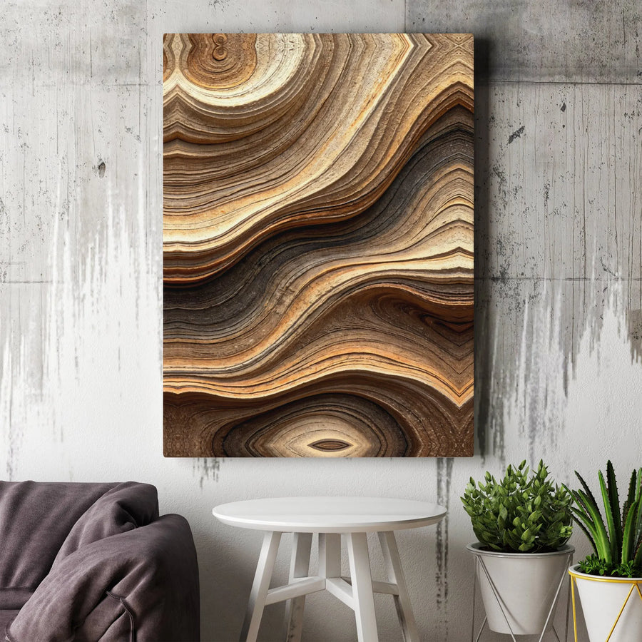 Organic Abstract Canvas Wall Art | Natural Wood Grain Texture Print | Premium Gallery Wrapped Canvas | Modern Rustic Home Decor