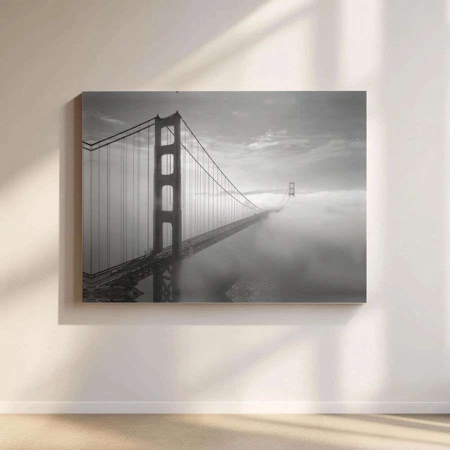 Golden Gate Bridge Canvas Wall Art | Foggy San Francisco Skyline | Premium Gallery Wrapped Print | Modern Home Office Decor Gift