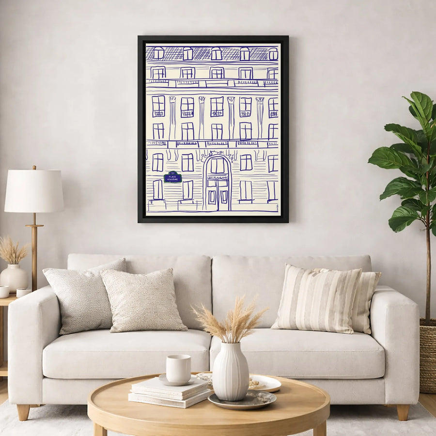 Place Vendôme Paris Architecture Canvas Print | Hand-Drawn Minimalist Sketch | Gallery-Wrapped Premium Quality | French Home Decor Gift