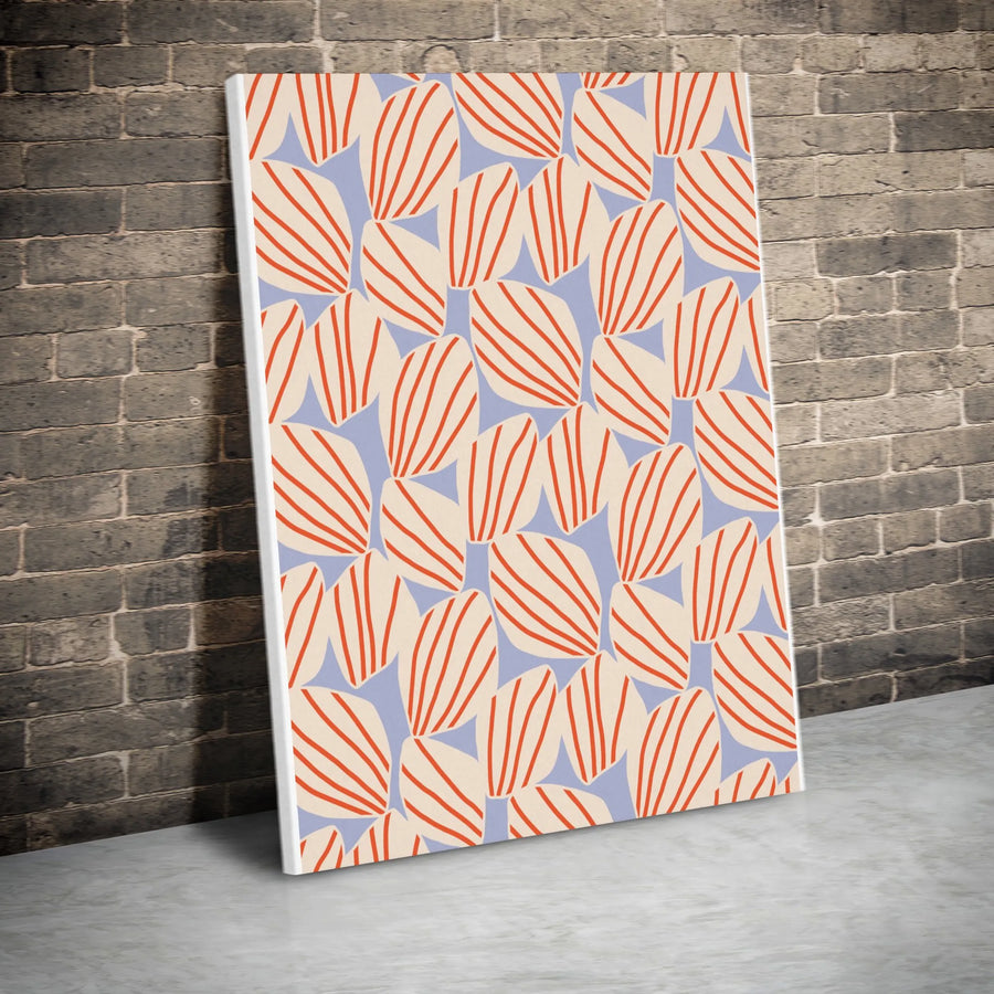 Abstract Striped Leaf Vertical Canvas | Retro Geometric Pattern Wall Art | Premium Thick Gallery Canvas | Modern Minimalist Home Decor Gift