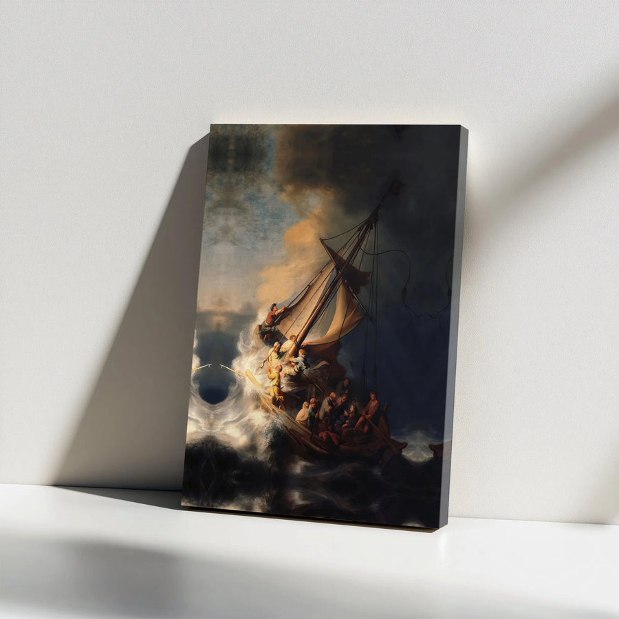 Rembrandt Storm on the Sea of Galilee Canvas Print | Biblical Wall Art with Jesus Calming the Storm | Premium Fade-Resistant Canvas | Christian Home Decor Collector's Gift