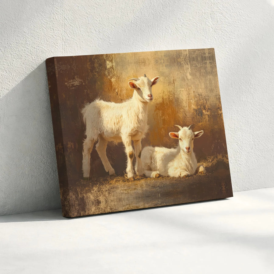 Baby Goat Wall Art | Rustic Farmhouse Animal Canvas Print | Premium Gallery Wrap Decor | Farm Animal Nursery Gift For Goat Lovers