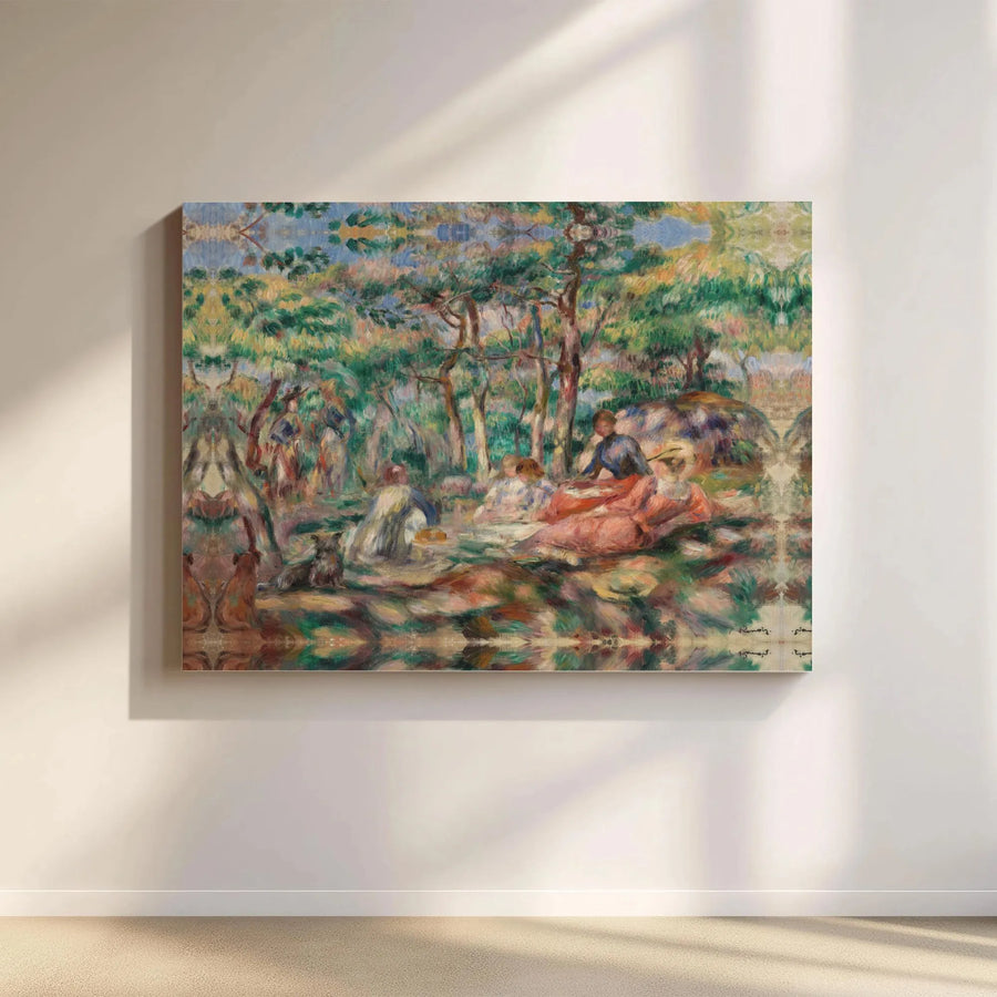 Vintage Impressionist Picnic Painting Horizontal Canvas | Classic French Forest Landscape Wall Art Print | Premium 1.25-Inch Gallery Wrap | Elegant Living Room Home Decor Gift for Art Lovers