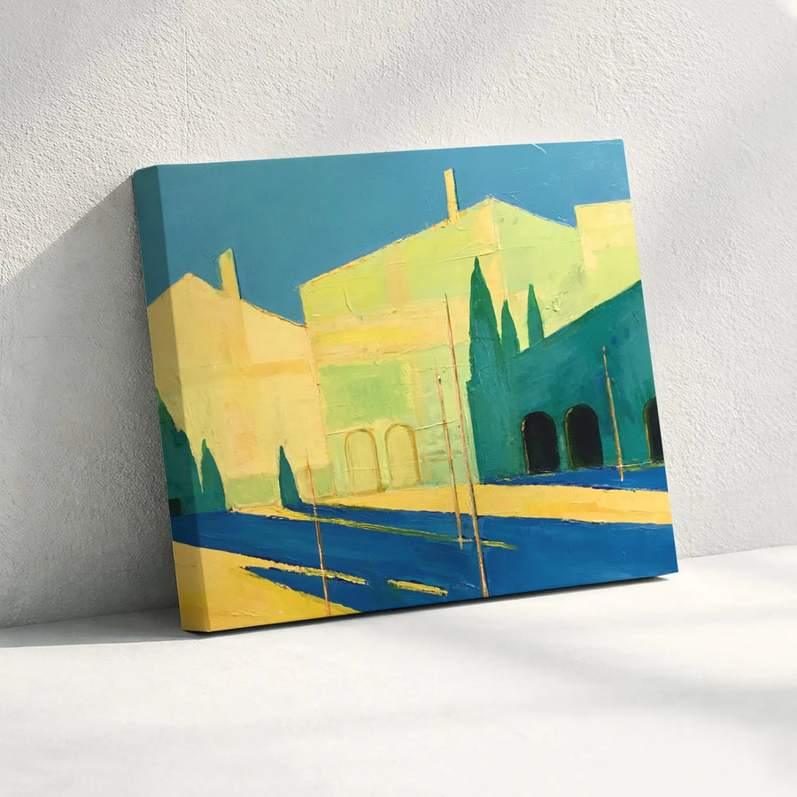 Abstract Cityscape Canvas Print | Modern Urban Landscape with Textured Paint Effect | Premium Gallery Wrapped Wall Art | Living Room Decor Gift