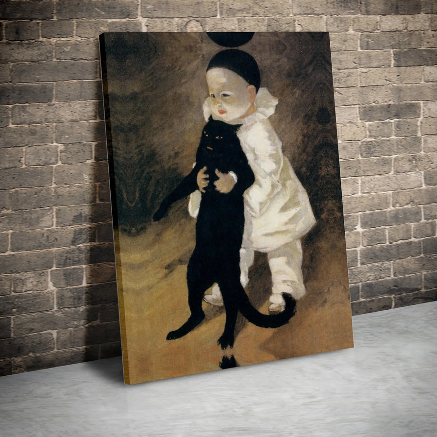 Pierrot and Cat Canvas Print | Suzanne Valadon Fine Art Wall Decor | Gallery Wrapped Premium Canvas | Vintage Aesthetic Gift for Art Lovers