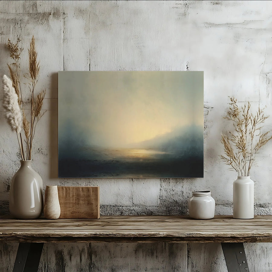 Abstract Landscape Canvas Wall Art | Atmospheric Seascape Painting | Premium Gallery Wrap Canvas | Modern Living Room Decor Gift