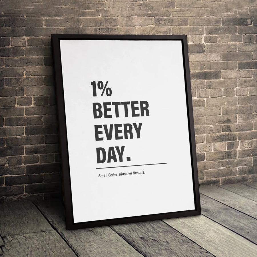 1% Better Every Day Canvas Wall Art | Motivational Quote Typography | Premium Fade-Resistant Print | Home Office Decor Gift