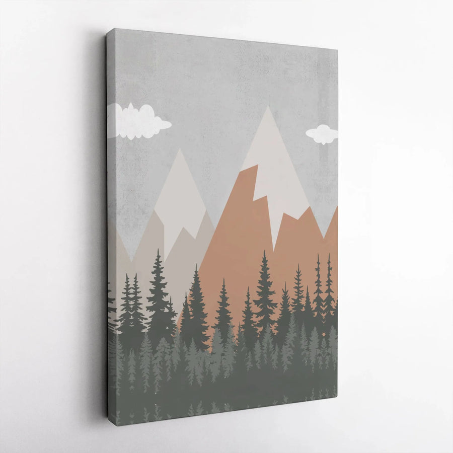 Minimalist Mountain Canvas Print | Geometric Boho Nature Scene | Premium Gallery Canvas | Modern Living Room Decor Gift