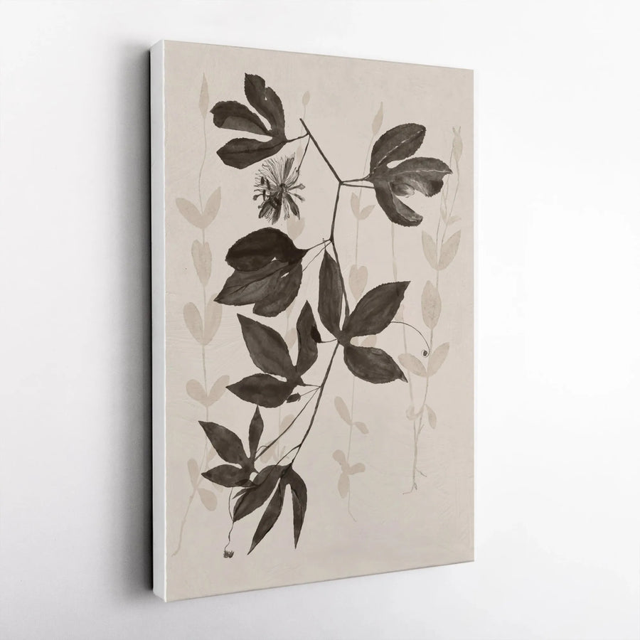 Botanical Canvas Wall Art | Minimalist Passion Flower Print | Premium Thick Gallery Canvas | Modern Living Room & Office Decor Gift