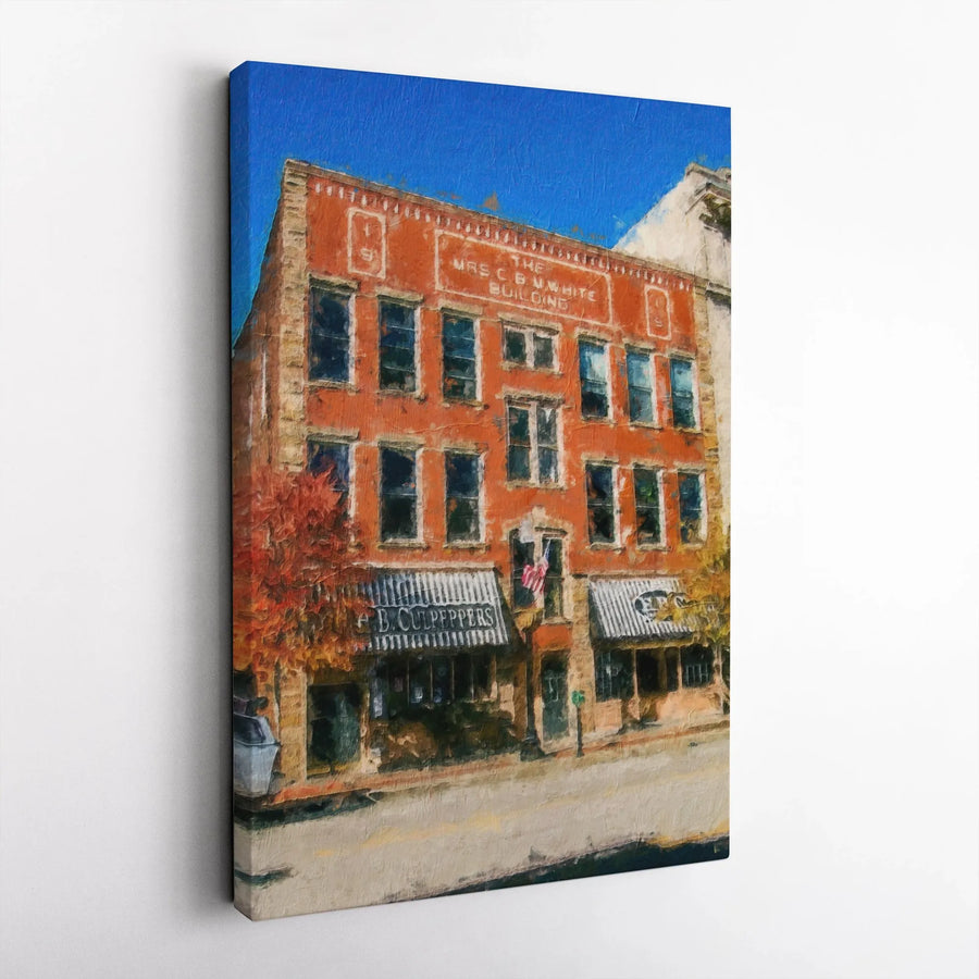 Historic Building Canvas Wall Art | Impressionistic Architecture Painting | Premium 1.25 Inch Gallery Wrap | Home Office Decor Gift