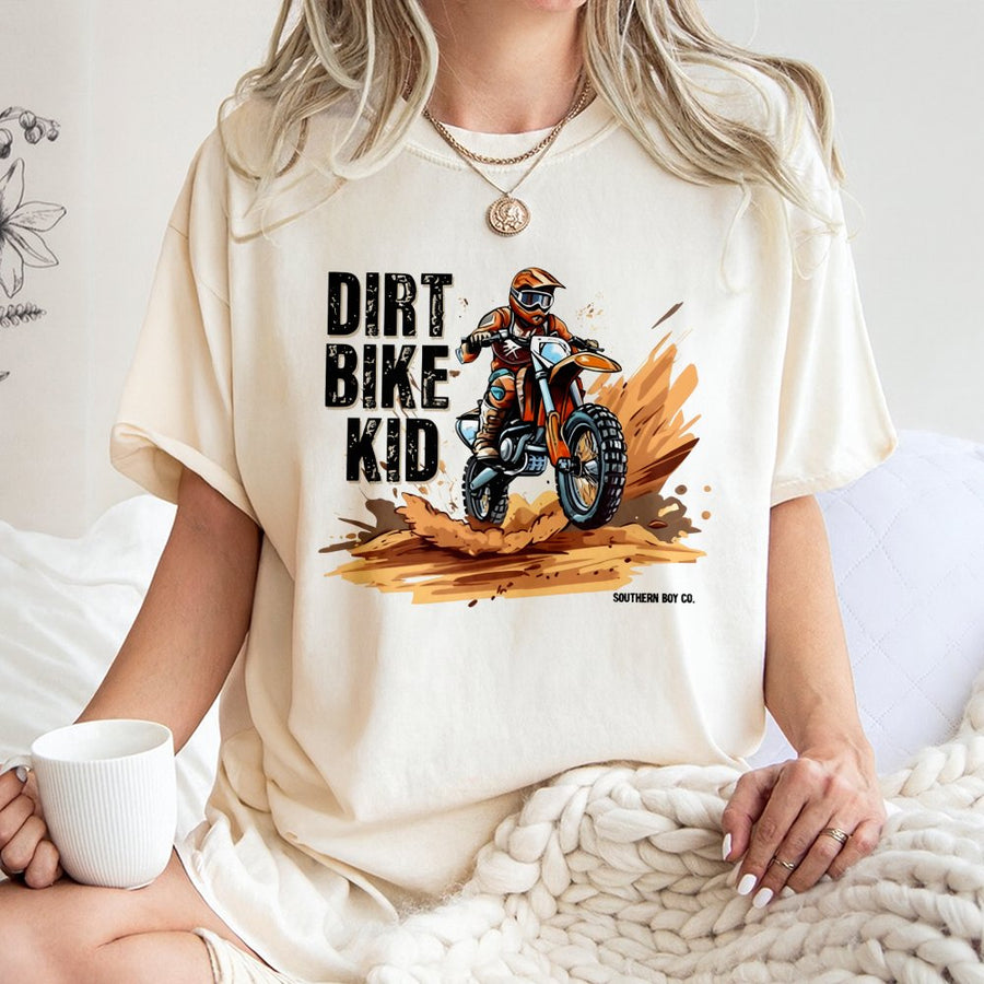 Dirt Bike Kid Graphic T-Shirt | Motocross Off-Road Racing Design | Premium 100% Cotton Apparel | Gift for Dirt Biker Kids and Teens
