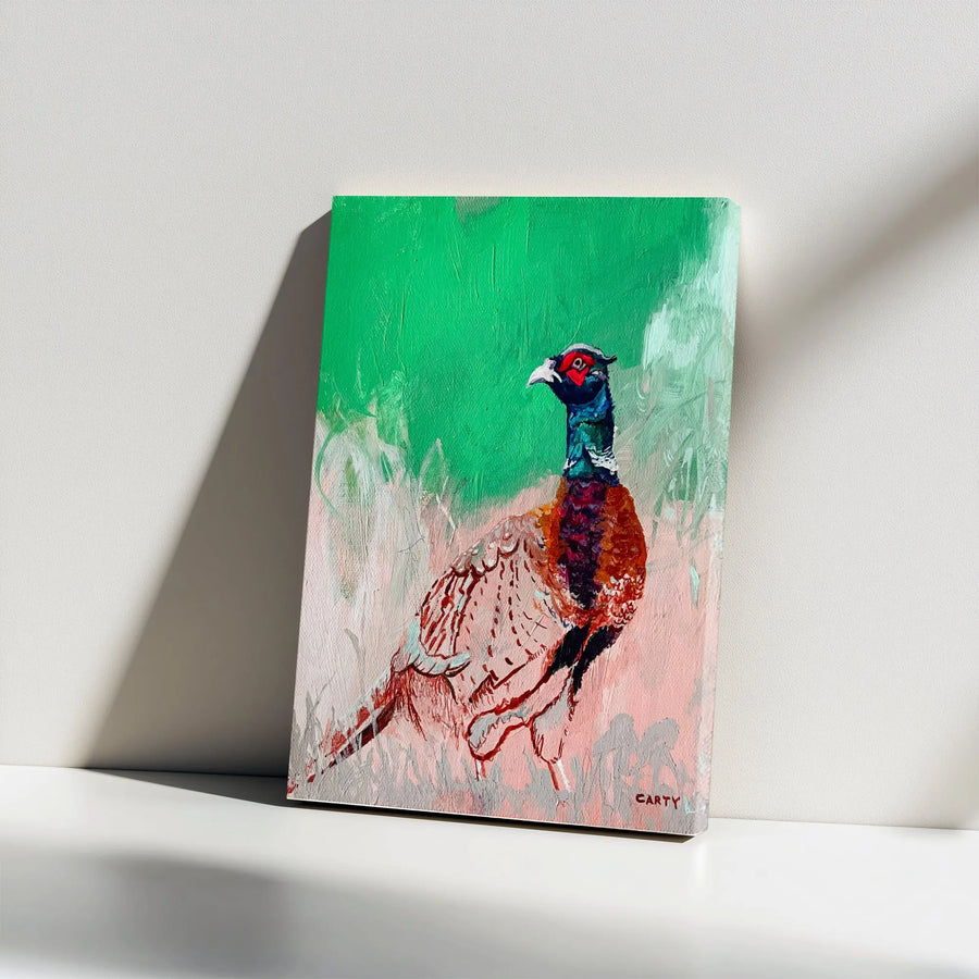 Pheasant Canvas Wall Art | Modern Impressionist Bird Painting | Gallery Quality Premium Print | Rustic Farmhouse Decor Gift for Hunter
