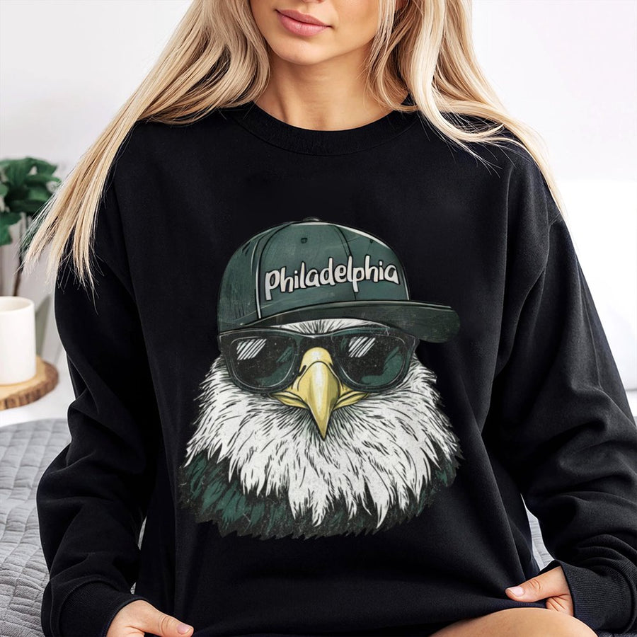 Philadelphia Bald Eagle Wearing Sunglasses And Baseball Cap Sweatshirt