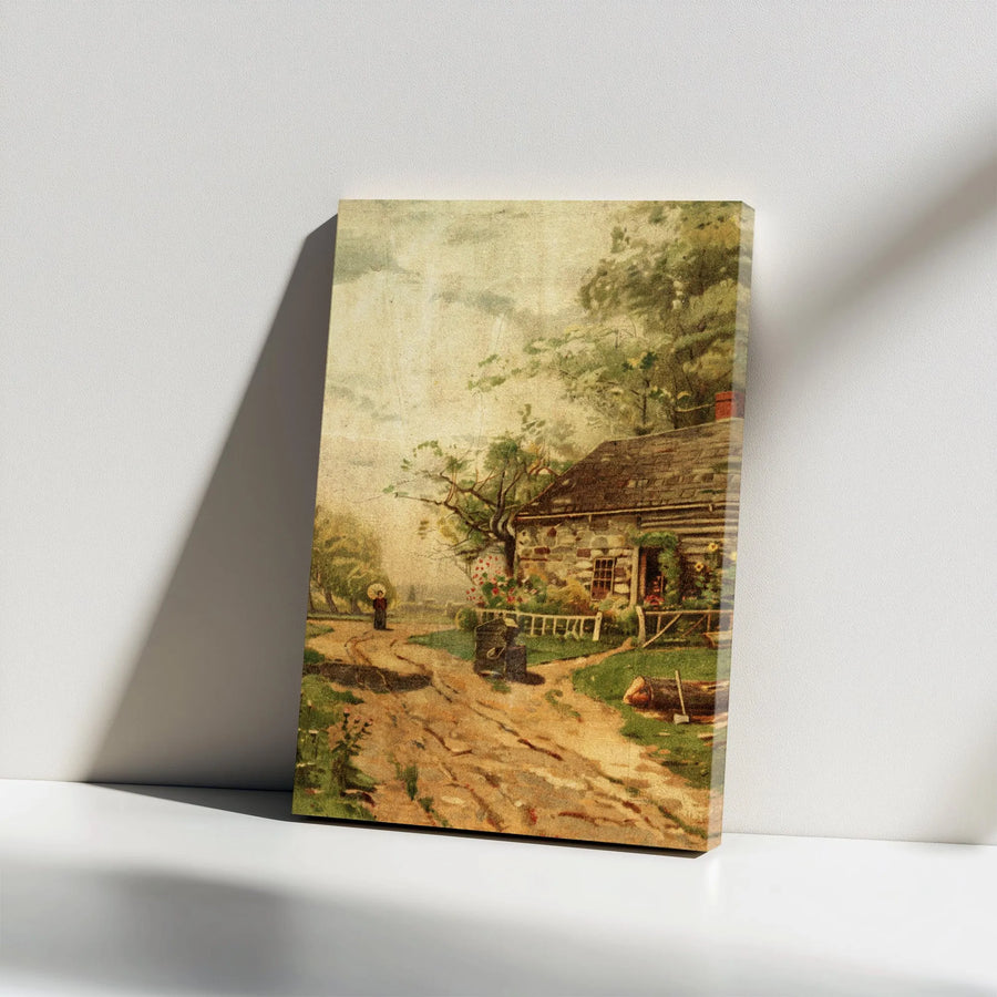 Vintage Cottage Canvas Print | Rustic Farmhouse Landscape Art | Premium Gallery Wrap Canvas | Collector's Farmhouse Home Decor Gift