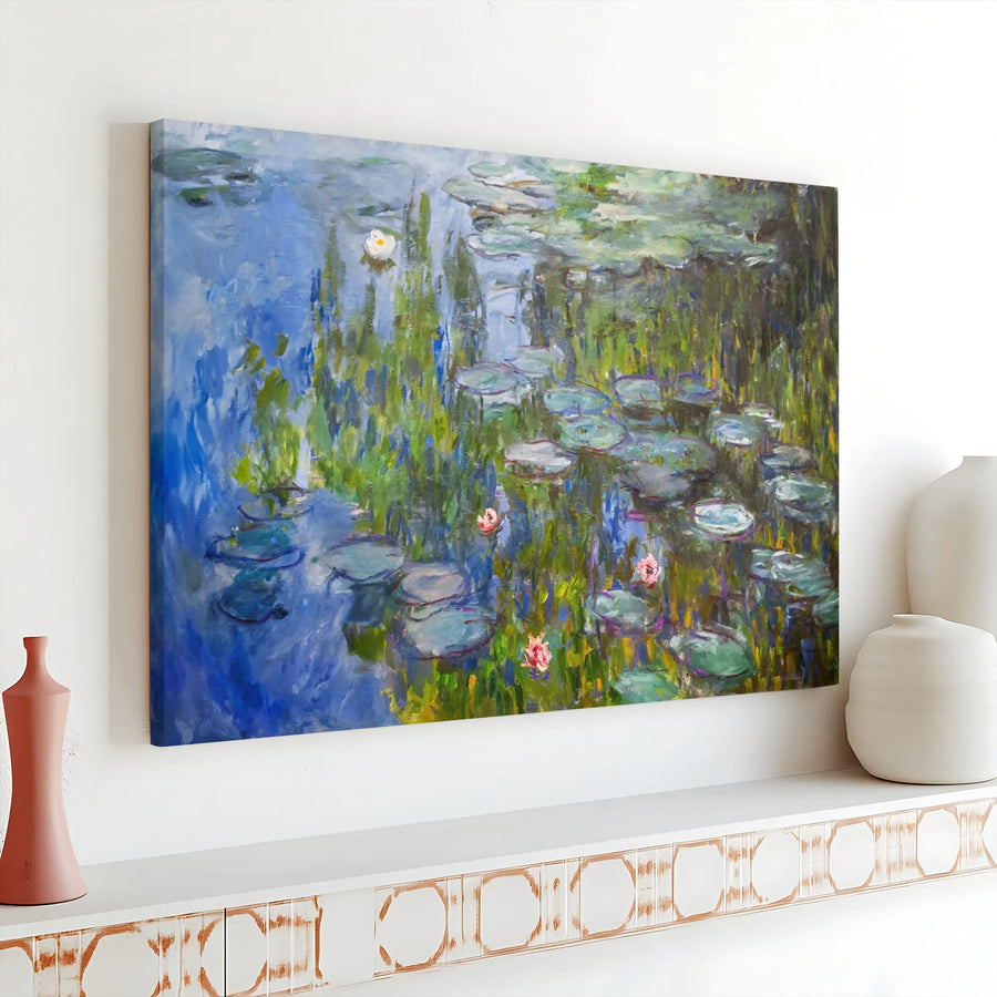 Monet Water Lilies Canvas Print | Famous Impressionist Painting Reproduction | Premium Gallery Wrapped Wall Art | Living Room Decor Gift for Art Lovers