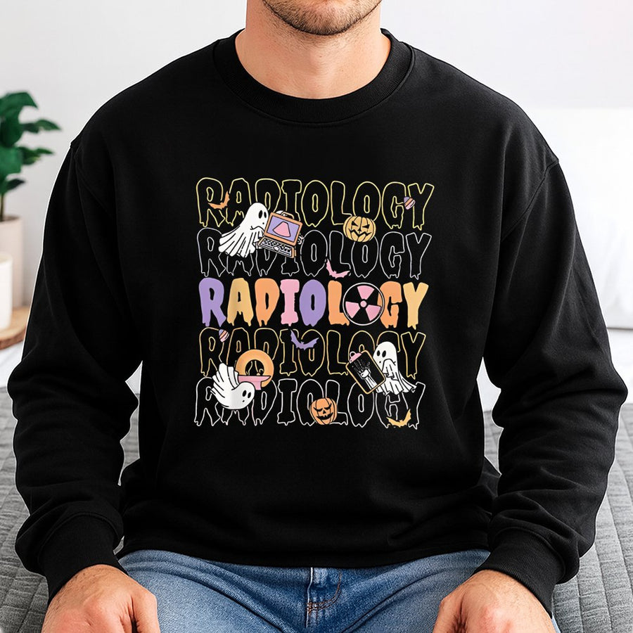 Halloween Radiology Sweatshirt | Cute Rad Tech Ghost Pumpkin Graphic | Premium Cotton Blend | Gift for Radiologic Technologist Students