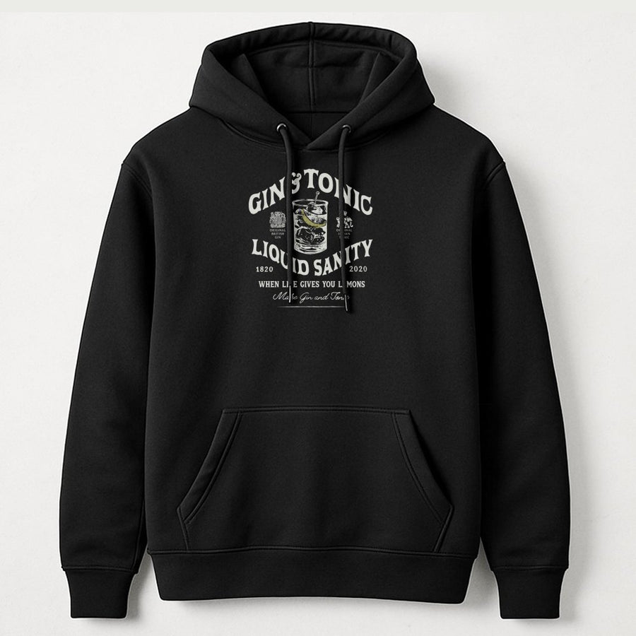 Gin and Tonic Hoodie | Liquid Sanity Cocktail Graphic | Premium Cotton-Blend Pullover | Funny Alcohol Lover Gift for Women and Men