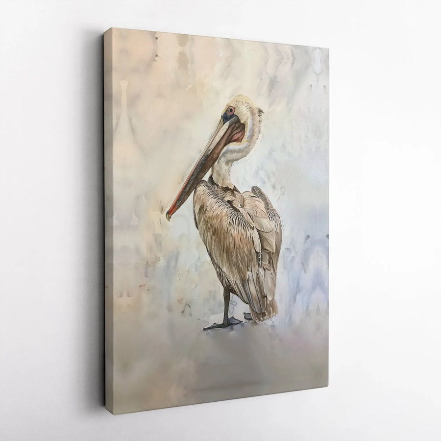 Pelican Canvas Wall Art | Watercolor Bird Illustration | Premium Gallery Wrapped Canvas | Coastal Home Decor Gift for Bird Lovers