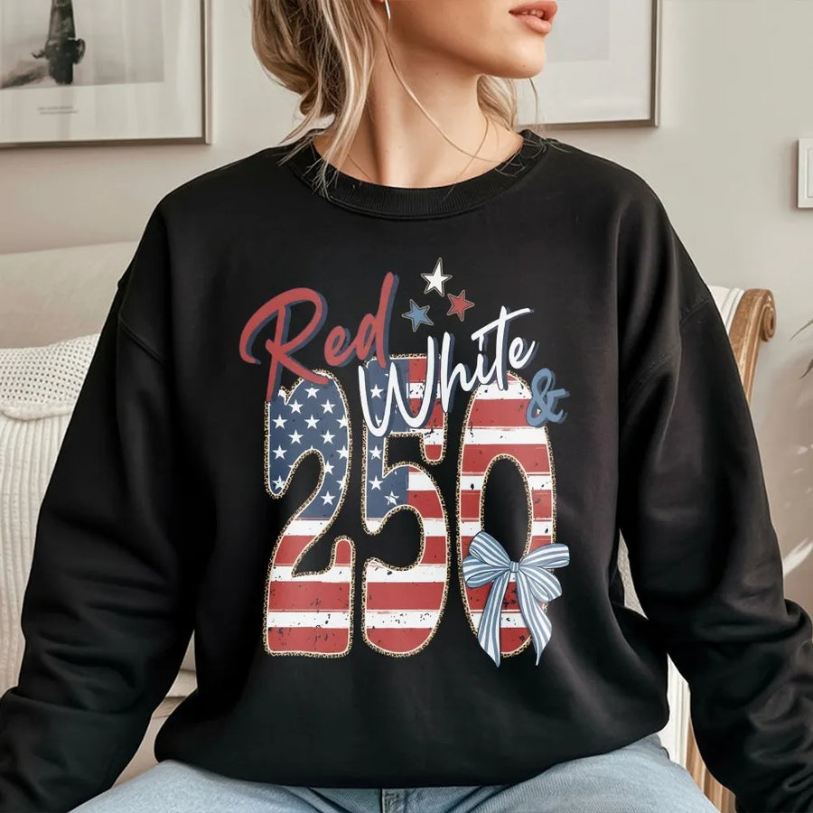 USA 250th Anniversary Sweatshirt | Patriotic Red White & Blue Flag Graphic | Premium Cotton Blend | Commemorative 4th of July Gift