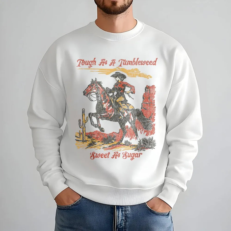 Tough As A Tumbleweed Sweatshirt | Vintage Western Graphic Tee with Retro Cowboy | Premium Comfort Colors Cotton | Gift for Coastal Cowgirl