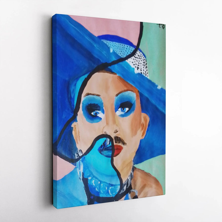 Abstract Drag Queen Canvas | Vibrant Pop Art Portrait | Premium Gallery Wrapped Canvas | LGBTQ Pride Modern Home Decor Gift