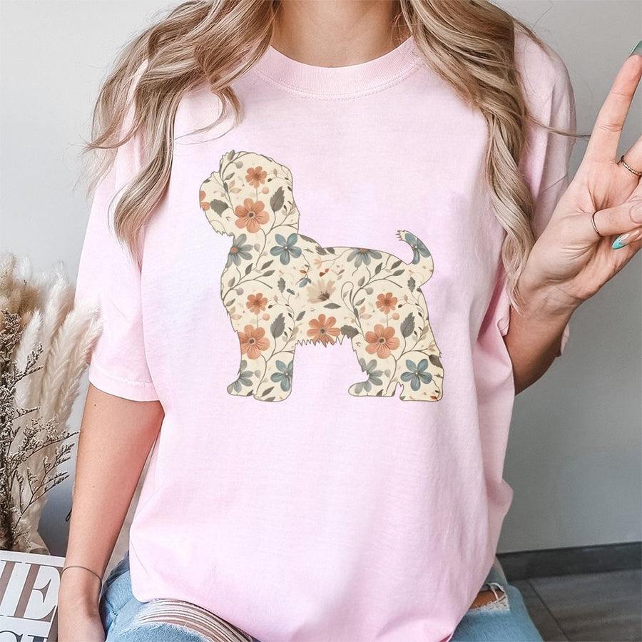 Shih Tzu Wildflower T-Shirt | Boho Botanical Dog Art | Premium 100% Cotton Tee | Gift for Dog Moms & Puppy Owners