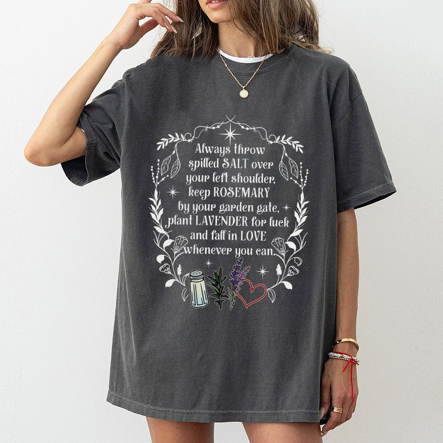Witchy Salt Rosemary Lavender T-Shirt | Magical Botanical Quote Graphic | Premium 100% Cotton | Spiritual Aesthetic Gift for Her