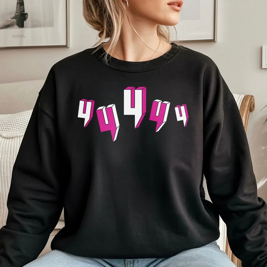 444 Angel Number Sweatshirt | Retro 3D Neon Pink Graphic | Premium Cotton Blend | Aesthetic Spiritual Gift For Him And Her