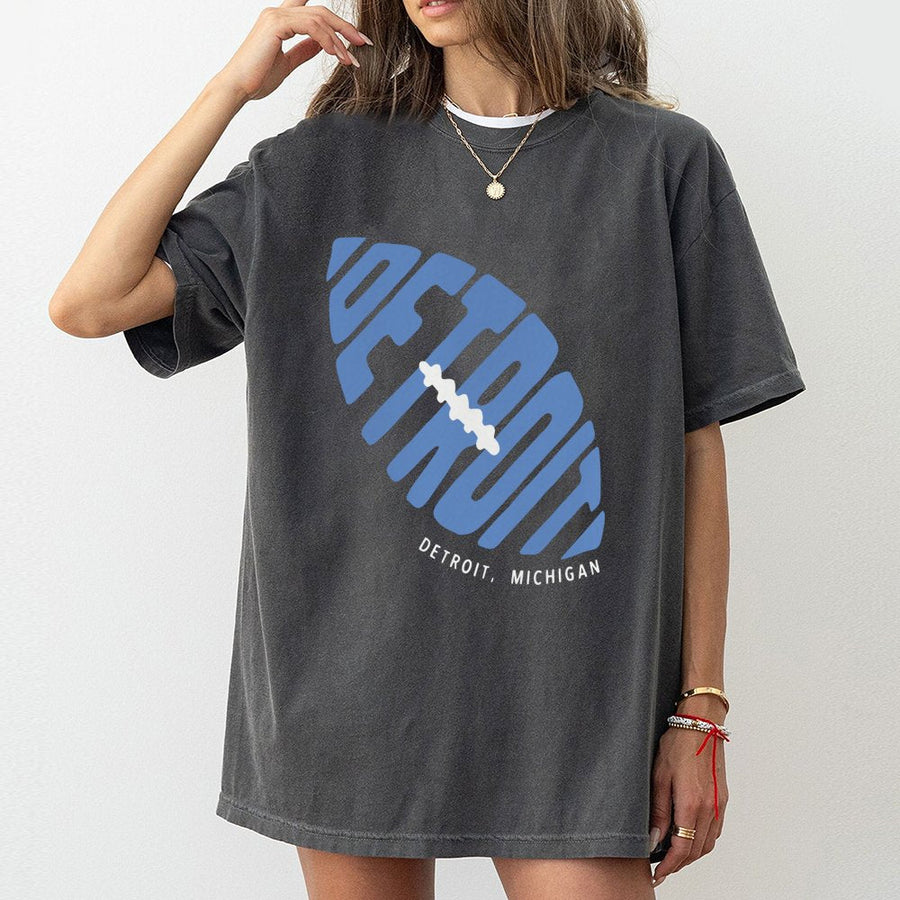Detroit Football T-Shirt | Retro City Graphic Design | 100% Cotton Premium Tee | Gift for Michigan Sports Fans & Game Day Apparel