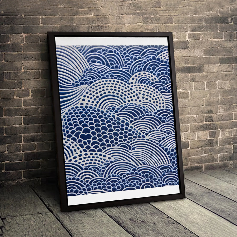 Seigaiha Wave Canvas Wall Art | Blue and White Geometric Japanese Print | Premium Gallery Wrap 1.25" Profile | Minimalist Modern Home Decor Gift