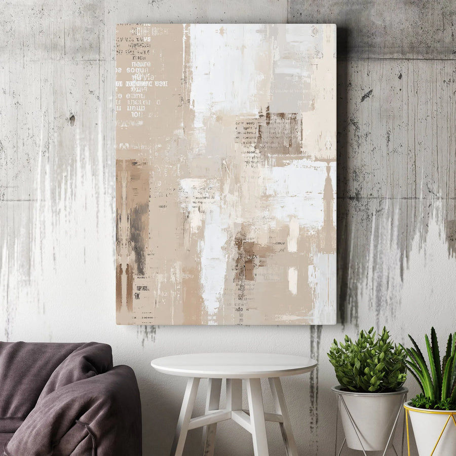 Neutral Abstract Canvas Art | Beige and White Textured Painting | 1.25 Inch Gallery Wrap Wall Decor | Modern Minimalist Home Office Statement Piece