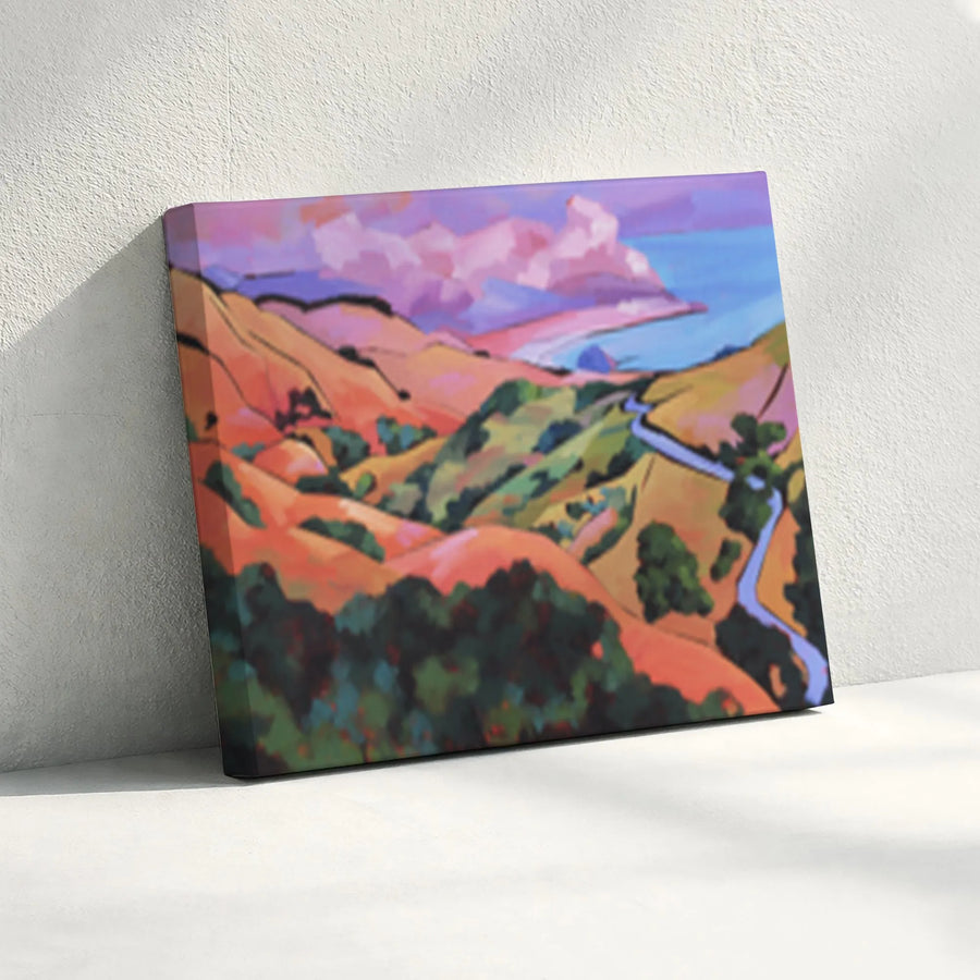 Santa Rita Ranchos Canvas Wall Art | Vibrant Coastal Landscape Painting | Premium Thick Gallery Wrap | Modern Living Room Decor Gift