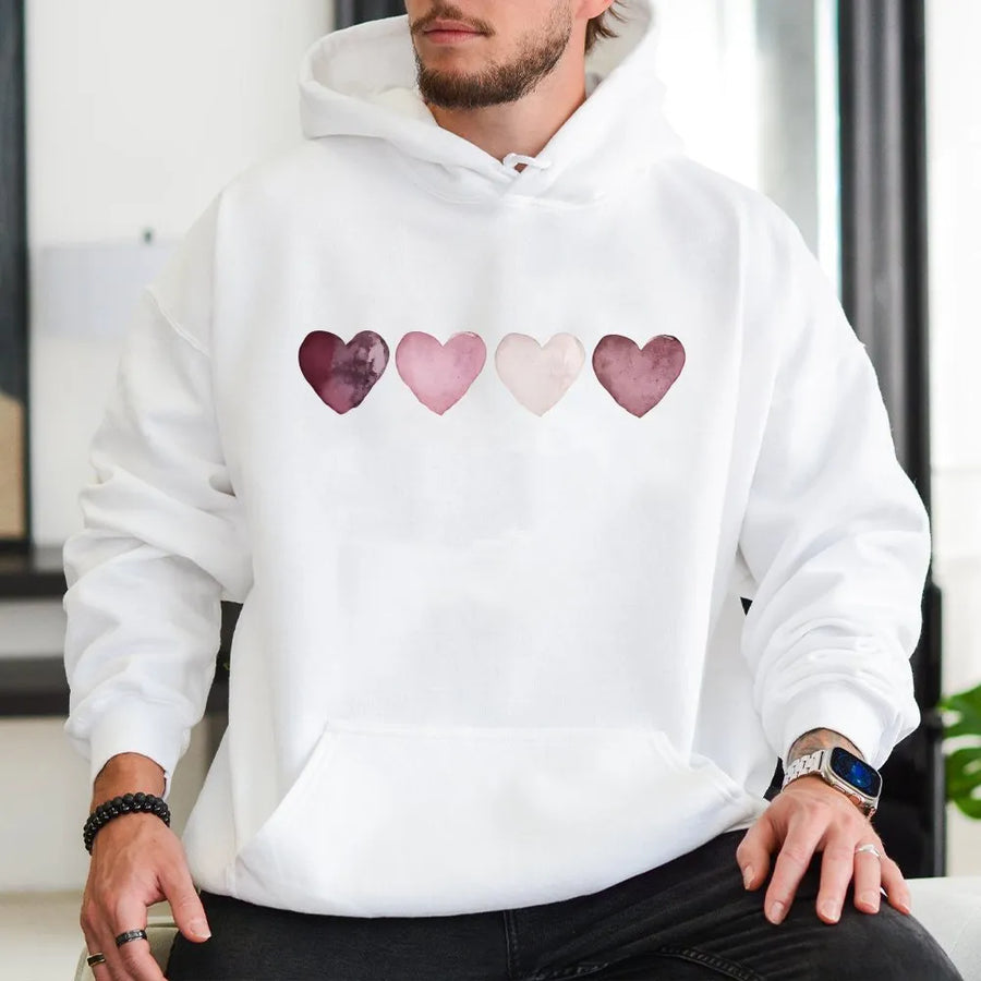 Watercolor Heart Hoodie | Minimalist Valentine Aesthetic | Premium Soft Cotton Blend | Romantic Gift for Her or Him