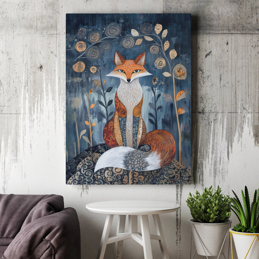 Fox Canvas Wall Art | Decorative Woodland Animal Pattern | Gallery-Quality 1.25-Inch Profile | Modern Nature Gift for Living Room Decor