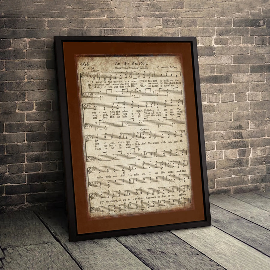 In The Garden Hymn Canvas Print | Vintage Sheet Music Wall Art | Premium Gallery Wrapped Decor | Christian Home Gift For Believers