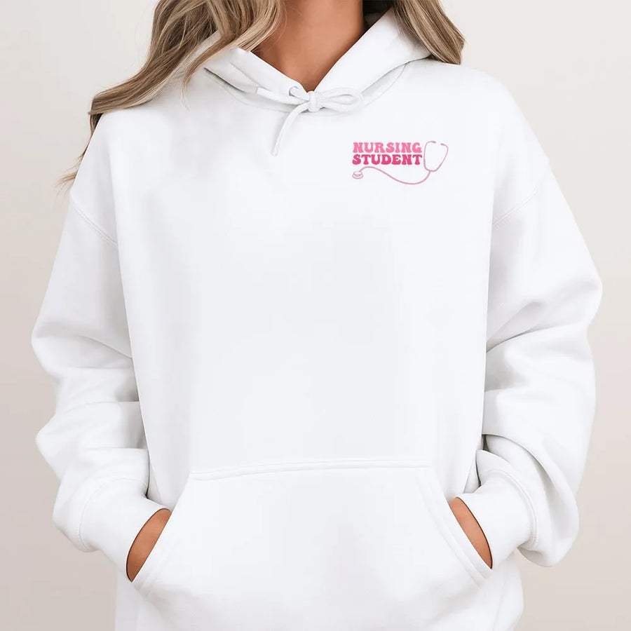 Nursing Student Hoodie | Retro Stethoscope Graphic Sweatshirt | Soft Cotton-Polyester Blend | Gift for Future Nurse, Nursing School Apparel